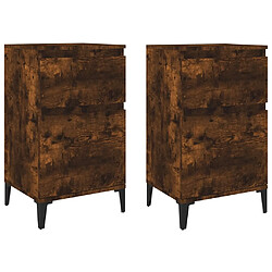 Maison Chic Lot de 2 Tables de chevet,Table de nuit,Table d'appoint pour salon chêne fumé 40x35x70 cm -MN27217