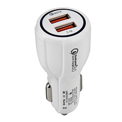 Wewoo DC 12-24V chargeur rapide 3.0 blanc de voiture avec 3.1A Chargeurs USB double