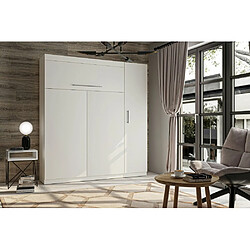 Avis Inside 75 Composition armoire lit LUTECIA blanc mat Couchage 140 x 190 cm colonne armoire