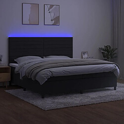 Avis vidaXL Sommier à lattes de lit avec matelas LED Noir 200x200cm Velours