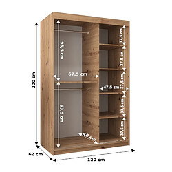 Avis Abiks Meble Armoire Boliwia à portes coulissantes 200/120/62 2 portes (artisan/artisan)