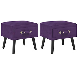 Maison Chic Lot de 2 Tables de chevet,Table de nuit,Table d'appoint pour salon Violet foncé 40x35x40 cm Velours -MN72117