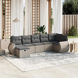 Maison Chic Salon de jardin avec coussins 7 pcs, Ensemble Tables et chaises de jardin, gris résine tressée -GKD880703