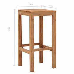 vidaXL Tabourets de bar lot de 2 bois de teck massif pas cher