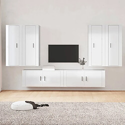 Maison Chic Ensemble de meubles TV 6 pcs pour salon - Blanc brillant Bois d'ingénierie -MN23172