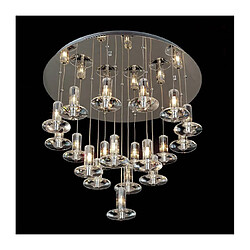 Luminaire Center Suspension Troy rond 19 Ampoules chrome poli/cristal