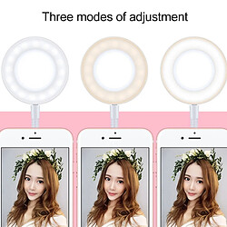 Wewoo Lumière Selfie Clip Style Universal Support de téléphone portable Ring Light avec réglage de la en 3 couleurs, pour l'enregistrement en studio, diffusion en direct, Live Show, KTV, etc. Blanc pas cher