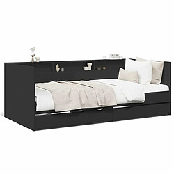 Maison Chic Lit d'appoint | Lit de jour | Lit de repos avec tiroirs noir 75x190 cm bois d'ingénierie -GKD98464