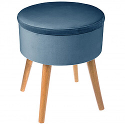 Atmosphera, Createur D'Interieur Tabouret coffre en velours "tess" atmosphera - bleu