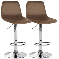 Non Lot de 2 tabourets de bar Divo velours chrome