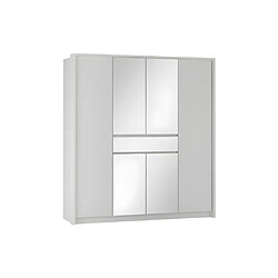 Vente-Unique Armoire 6 portes et 1 tiroir - Avec miroir - L200 cm - Blanc - ZADIA