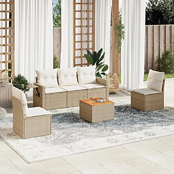 vidaXL Salon de jardin avec coussins 6 pcs beige résine tressée