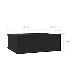 vidaXL Table de chevet flottante noir 40x30x15 cm Bois d'ingénierie pas cher