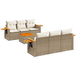 vidaXL Salon de jardin avec coussins 7 pcs beige résine tressée