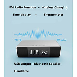 Acheter Universal Haut-parleur Bluetooth Réveil multifonctionnel et radio LED Subwoofer sans fil Lecteur de musique Horloge et chargeur sans fil | Haut-parleur portable (noir)