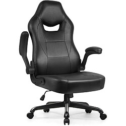 Lexzurn Chaise Gaming Inclinable 135° Accoudoirs Pliables et Hauteur Fauteuil Gaming Ergonomique Noir