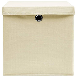 Acheter Maison Chic Lot de 10 Boîtes de rangement,Boîtes de stockage avec couvercles 28x28x28 cm Crème -MN436349