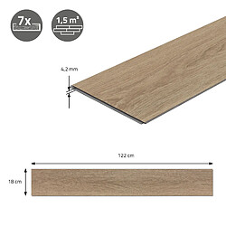 ML-Design Revêtement de sol PVC à clic planches vinyle brun chêne golden hour 1,54m² 4,2mm pas cher