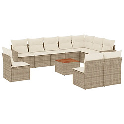 Maison Chic Salon de jardin 11 pcs avec coussins, Ensemble Tables et chaises d'extérieur beige résine tressée -GKD338168