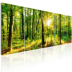 Decoshop26 Tableau toile de décoration murale impression premium en 5 parties sur châssis en bois motif Forêt magique 200x80cm 11_0017984