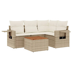 Maison Chic Salon de jardin avec coussins 5 pcs | Ensemble de Table et chaises | Mobilier d'Extérieur beige résine tressée -GKD58227