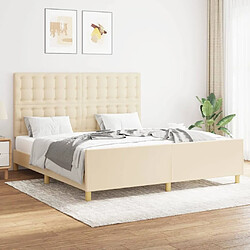 Maison Chic Lit adulte - Cadre Structure de lit avec tête de lit Contemporain Crème 160 x 200 cm Tissu -MN15356