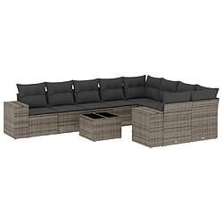 Maison Chic Salon de jardin avec coussins 10 pcs, Ensemble Tables et chaises de jardin, gris résine tressée -GKD538703