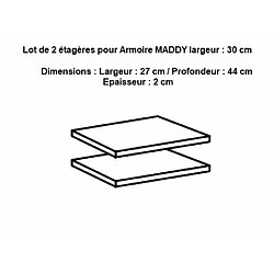 Inside 75 Lot de 2 étagères pour rangement MADDY L : 30 cm