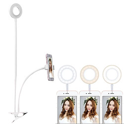 Wewoo Lumière Selfie Clip Style Universal Support de téléphone portable Ring Light avec réglage de la en 3 couleurs, pour l'enregistrement en studio, diffusion en direct, Live Show, KTV, etc. Blanc