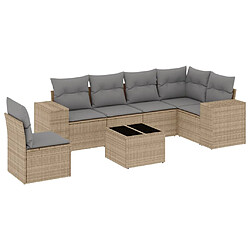 vidaXL Salon de jardin avec coussins 7 pcs beige résine tressée