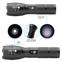 Wewoo Lampe de poche torche noir 1000LM T6 LED 3 Modes IPX4 Étanche Zoomer de Rechargeable Rechargeable, Lumière Blanche pas cher