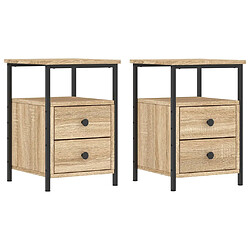 vidaXL Tables de chevet 2pcs chêne sonoma 34x35,5x50cm bois ingénierie