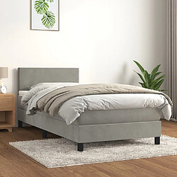 vidaXL Sommier à lattes de lit et matelas Gris clair 90x200 cm Velours 