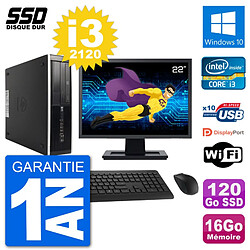 PC HP 8300 Elite SFF Ecran 22" Intel i3-2120 RAM 16Go SSD 120Go Windows 10 Wifi · Occasion 