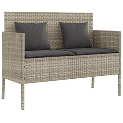 Maison Chic Banc de jardin avec coussins | Banquette de jardin | Chaise Relax gris clair résine tressée -MN43818