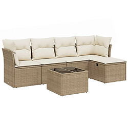 vidaXL Salon de jardin avec coussins 6 pcs beige résine tressée