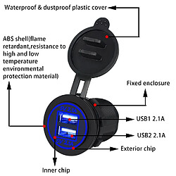 Wewoo Chargeur Adaptateur de prise secteur allume cigare universel pour voiture 4.2A 5V IP66 avec ouverture + câble de 60 cm lumière bleue pas cher