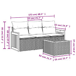 Acheter vidaXL Salon de jardin 4 pcs avec coussins gris résine tressée