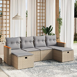 Maison Chic Ensemble à manger d'extérieur 6 pcs avec coussins,Salon de jardin,Mobilier de jardin mélange beige résine tressée -GKD384462