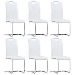 vidaXL Chaises à manger cantilever lot de 6 blanc similicuir