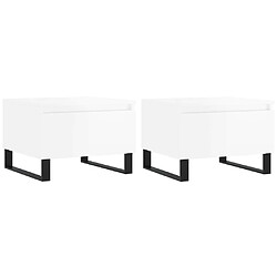 vidaXL Tables basses 2 pcs blanc brillant 50x46x35cm bois d'ingénierie