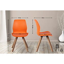 Decoshop26 Lot de 2 chaises de salle à manger design scandinave en plastique et PVC orange pieds en bois clair 10_0001894 pas cher