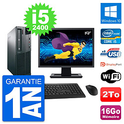 PC Lenovo M82 SFF Ecran 19" Intel i5-2400 RAM 16Go Disque 2To Windows 10 Wifi - Occasion