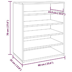 vidaXL Meuble à chaussures Chêne fumé 60x35x70 cm Bois d'ingénierie pas cher