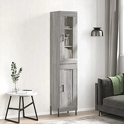 vidaXL Buffet haut Sonoma gris 34,5x34x180 cm Bois d'ingénierie