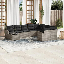 vidaXL Salon de jardin avec coussins 10 pcs gris clair résine tressée 