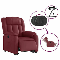 Maison Chic Fauteuil Relax pour salon, Fauteuil inclinable électrique rouge bordeaux similicuir -GKD19597 pas cher