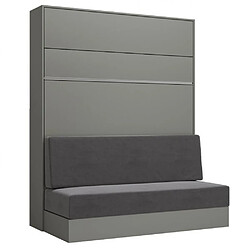 Inside 75 Armoire lit escamotable GENIUS SOFA gris mat canapé gris couchage 160*200 