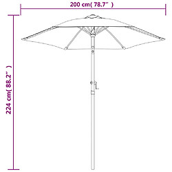 vidaXL Parasol Noir 200x224 cm Aluminium pas cher