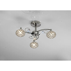 Luminaire Center Semi Plafonnier Cara 3 Ampoules nickel satiné/cristal